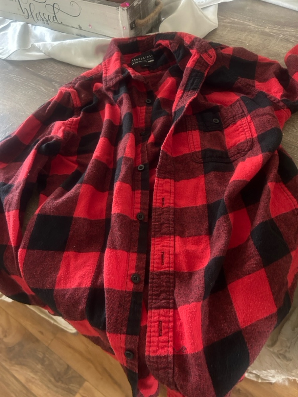 Aeropostale Red and Black Buffalo Plaid Flannel Shirt